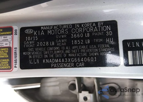 2016 Kia Rio Lx from USA, damaged, VIN KNADM4A3XG6640601